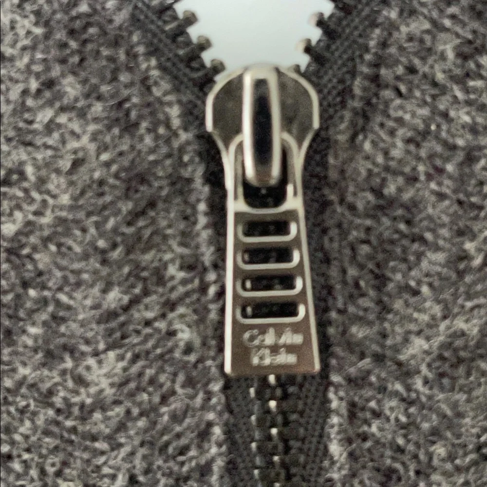Calvin Klein Merino Wool Gray Zip Front Sweater Lg - Picture 2 of 4